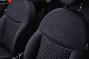 Dedicated blue fabric seats with Fiat monogram